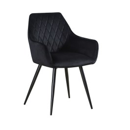 Czarne krzesło PANAMA z podłokietnikami do jadalni w stylu glamour